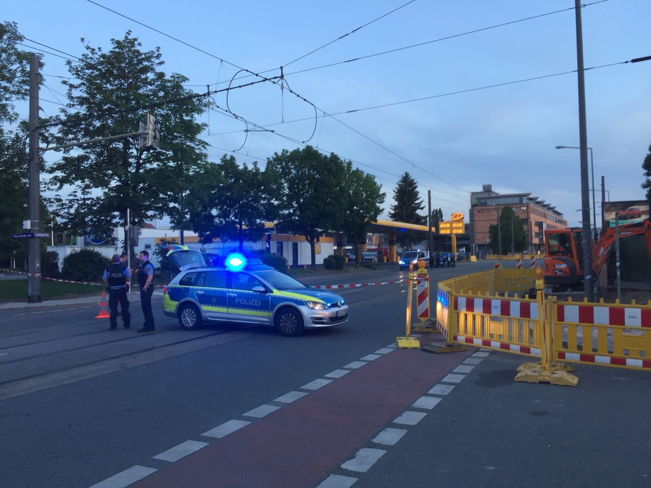 Polizeiabsperrung im Bereich der Fliegerbombe in Löbtau